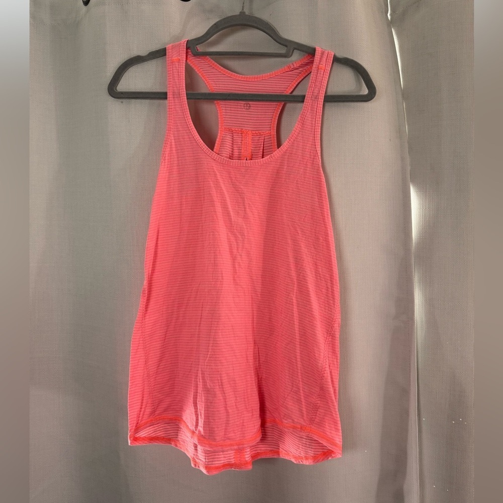 Lululemon Salute The Sun Tank Heathered Yum Yum Pink Racerback - Picture 4 of 8